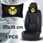 Preview: Auto Nackenkissen 20x30cm Nackenpolster Leder Schwarz mit Druck Design Smiley